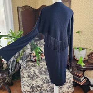 Rhapsody Black Fringe Poncho Medium